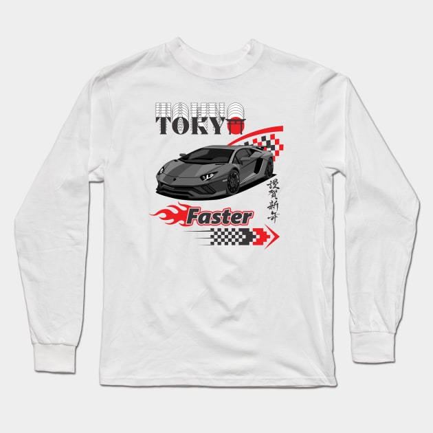 Tokyo Car Drift Long Sleeve T-Shirt by HaMa-Cr0w